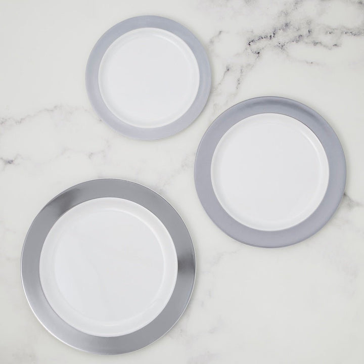 Silver Rim Premium 10" Luncheon Plastic Plates, 10ct - JJ's Party House McAllen, TX