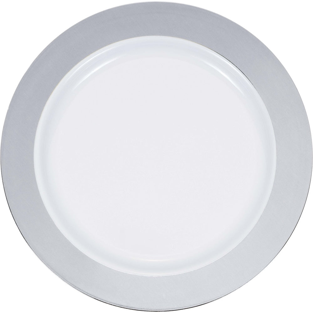 Silver Rim Premium 10" Luncheon Plastic Plates, 10ct - JJ's Party House McAllen, TX