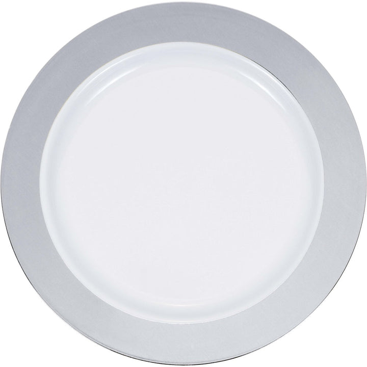 Silver Rim Premium 10" Luncheon Plastic Plates, 10ct - JJ's Party House McAllen, TX