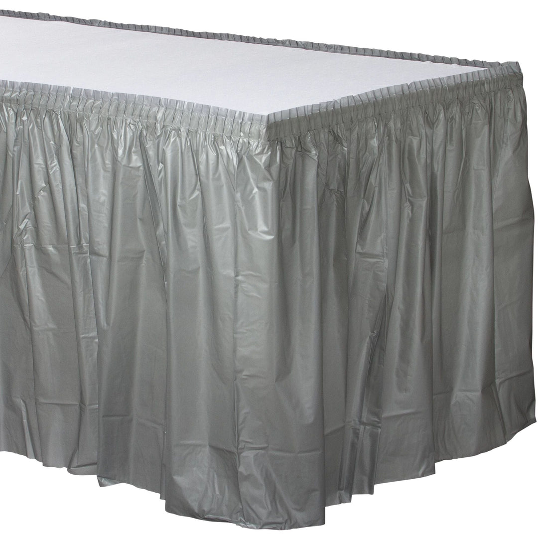 Silver Table Skirt 29In X 14Ft - JJ's Party House: Birthday, Balloons & Custom Party Favors