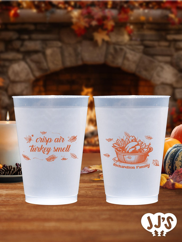 Smells Like Turkey Thanksgiving Custom Frosted Cups - JJ's Party House: Birthday, Balloons & Custom Party Favors