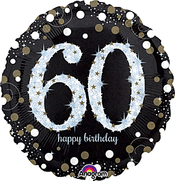 Sparkling 60th Birthday Mylar Balloon 18" - JJ's Party House