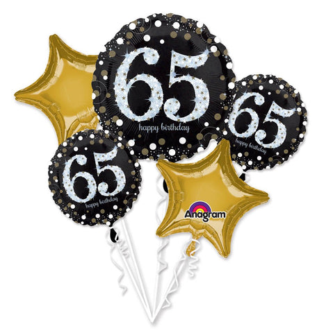 Sparkling 65th Birthday Mylar Balloon Bouquet - JJ's Party House: Birthday, Balloons & Custom Party Favors