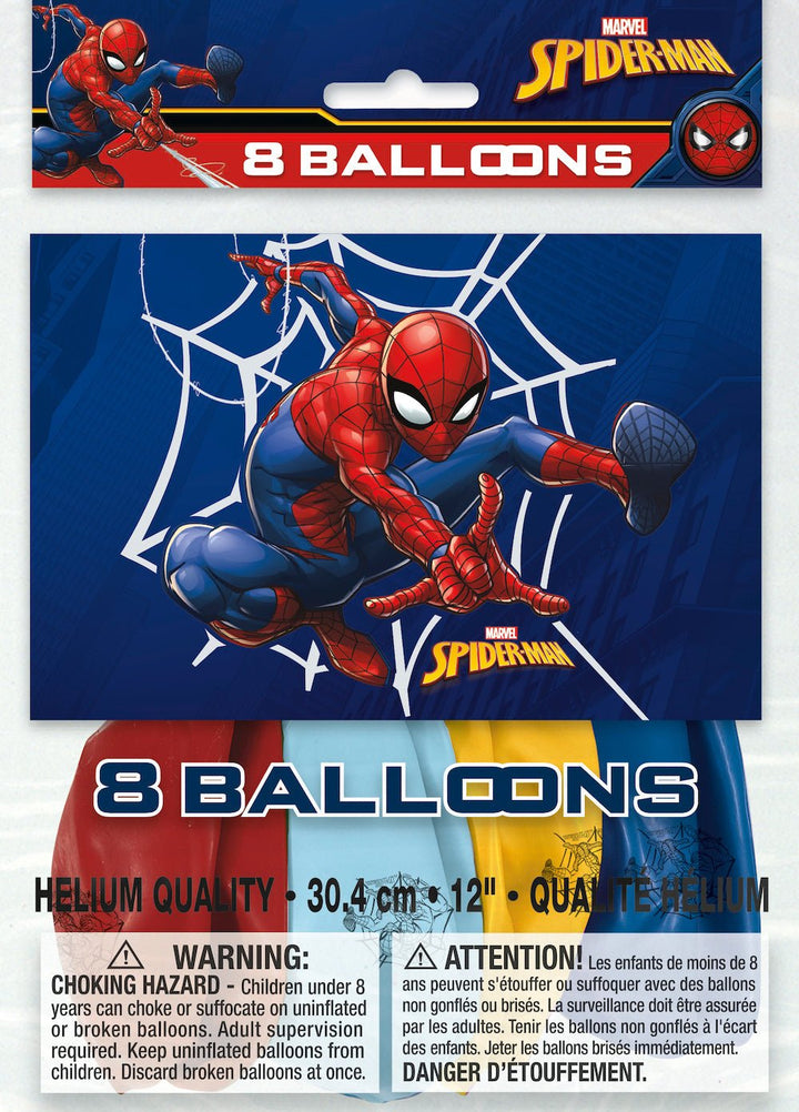 Spiderman 12" Latex Balloons, 8ct - JJ's Party House: Birthday,Balloons,Favors,Gifts