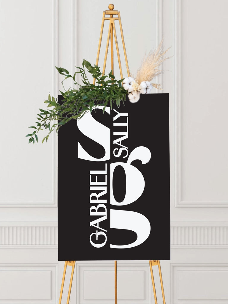 Stacked Monogram Wedding Welcome Sign - JJ's Party House: Custom Party Favors, Napkins & Cups