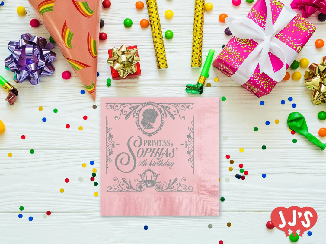 Storybook Princess Custom Birthday Napkins - JJ's Party House: Custom Party Favors, Napkins & Cups