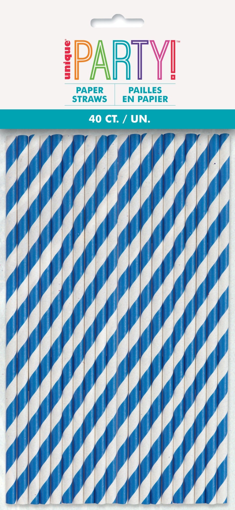 Striped Blue Paper Straws, 40ct - JJ's Party House: Birthday, Balloons & Custom Party Favors