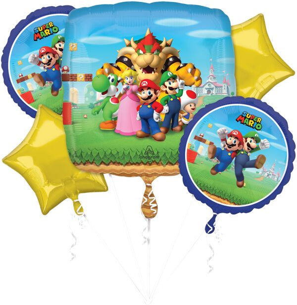 Super Mario Mylar Balloon Bouquet - JJ's Party House: Birthday, Balloons & Custom Party Favors