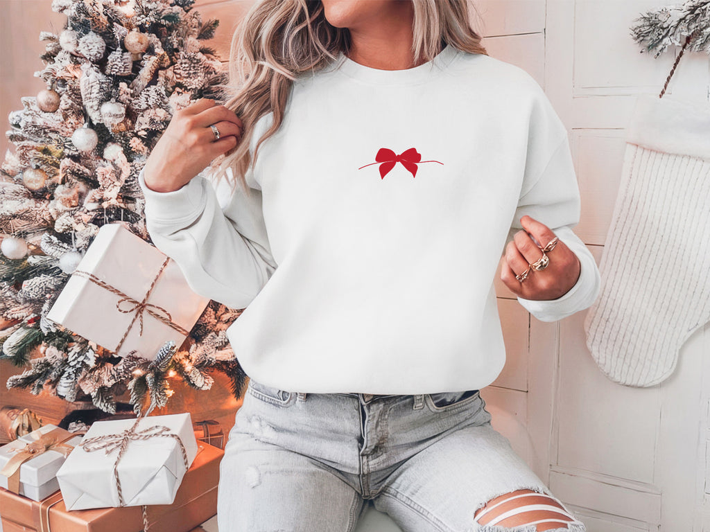 Christmas Bow Embroidered Sweatshirt