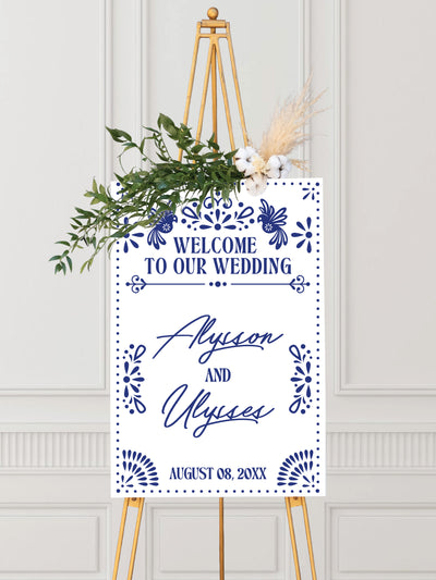 Mexican Love Birds Talavera Wedding Welcome Sign