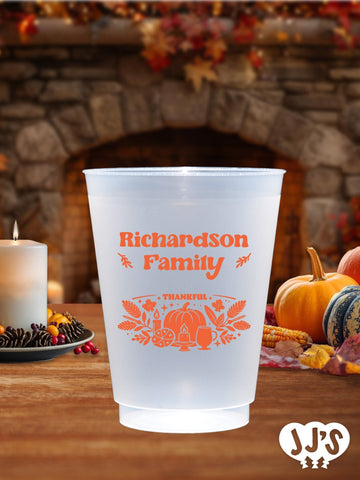 Thankful Family Thanksgiving Custom Frosted Cups - JJ's Party House: Birthday, Balloons & Custom Party Favors