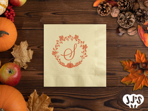 Thanksgiving Monogram Pesonalized Thanksgiving Napkins - JJ's Party House: Birthday, Balloons & Custom Party Favors
