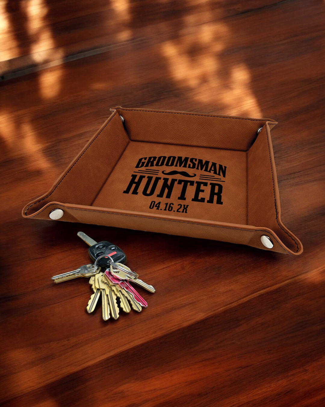 The Hunter Design Personalized Leatherette Valet Tray 6" x 6" - JJ's Party House: Birthday, Balloons & Custom Party Favors