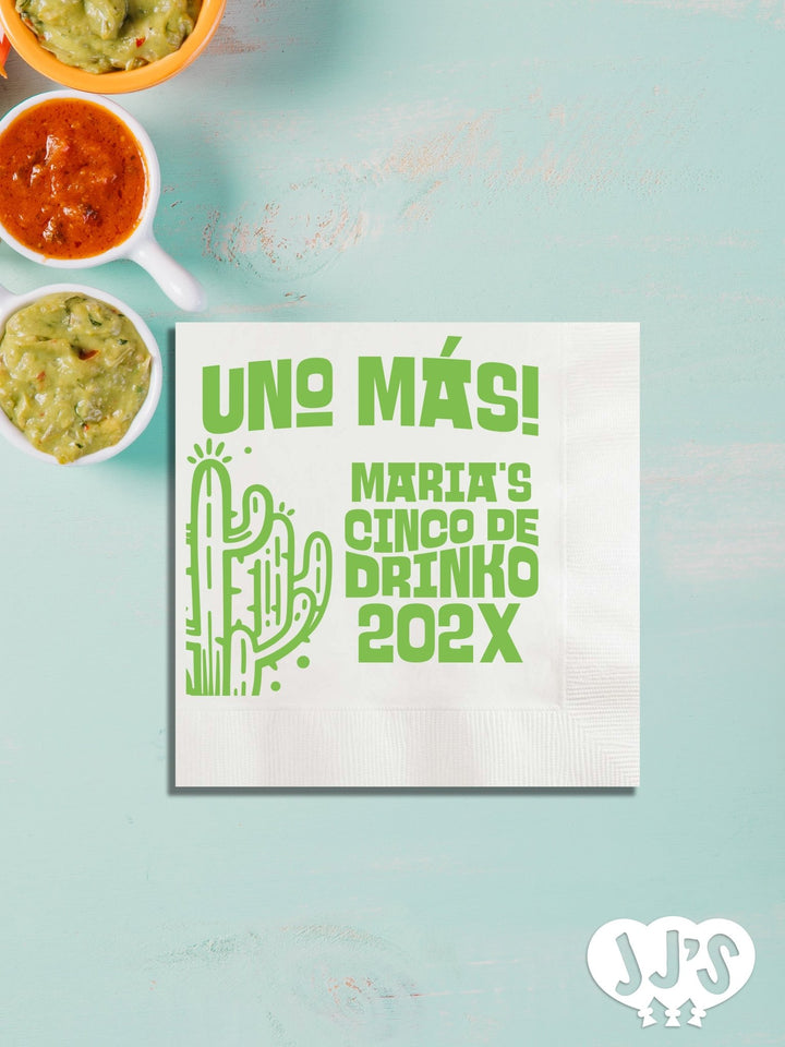 Uno Mas! Cinco de Drinko Fiesta Custom Napkins - JJ's Party House: Custom Party Favors, Napkins & Cups