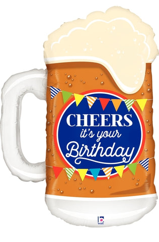 Cheers Bday Beer Balloon 34''