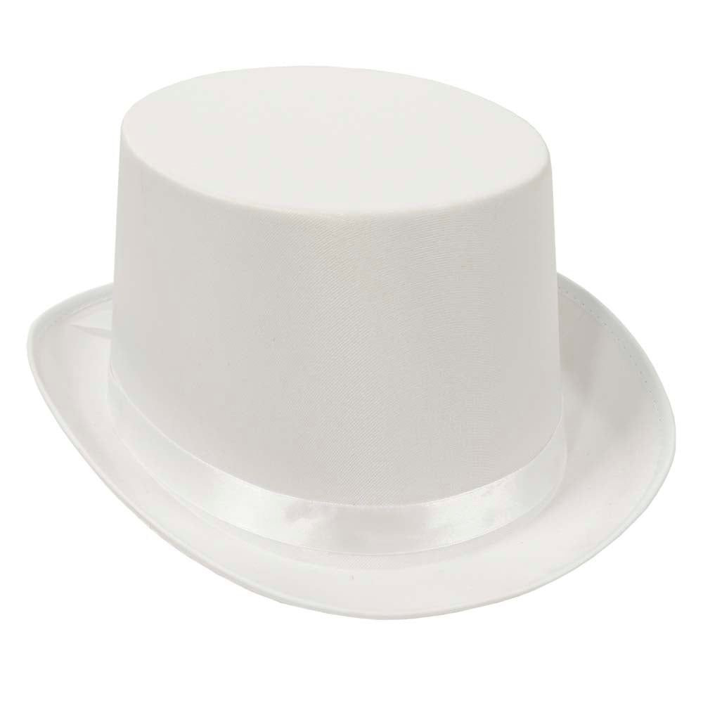 White Satin Sleek Top Hat