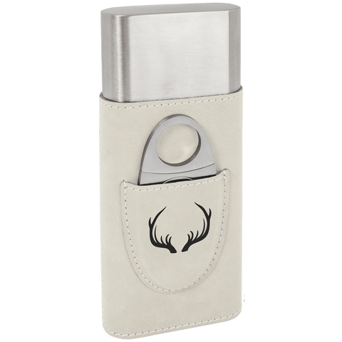 Personalized White Cigar Case & Cutter Set