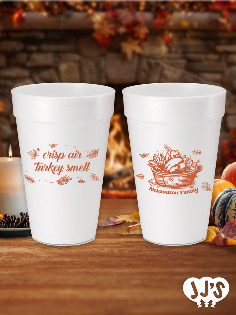 Smells Like Turkey Thanksgiving Custom Foam Cups