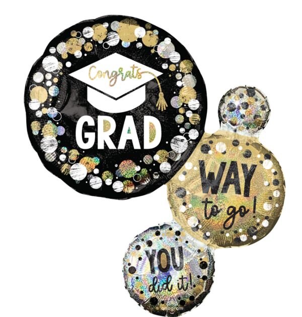 Way to Go Grad Circles and Dots Jumbo Balloon 30" - JJ's Party House McAllen, TX
