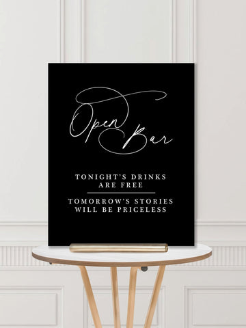 Wedding Bar Sign: Open Bar Tonights Drinks Are Free Modern Wedding Bar Sign - JJ's Party House: Custom Party Favors, Napkins & Cups