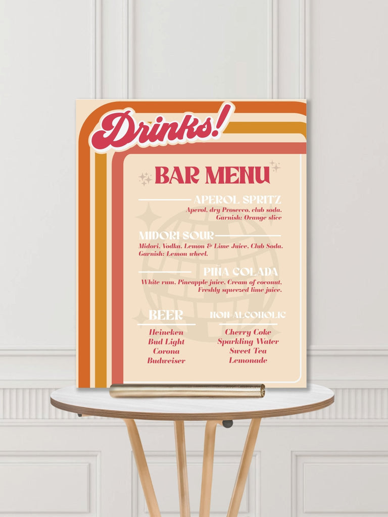 Wedding Bar Sign: Retro Disco Wedding - JJ's Party House: Custom Party Favors, Napkins & Cups