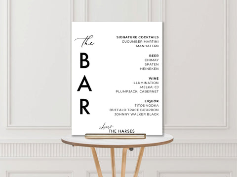 Wedding Bar Sign: The Bar Vertical Minimalist Wedding Bar Sign - JJ's Party House: Custom Party Favors, Napkins & Cups