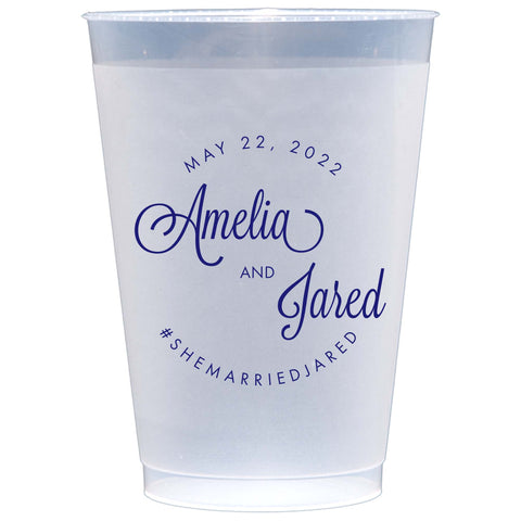 Wedding Script Circle Frost Flex Cups - JJ's Party House: Custom Party Favors, Napkins & Cups