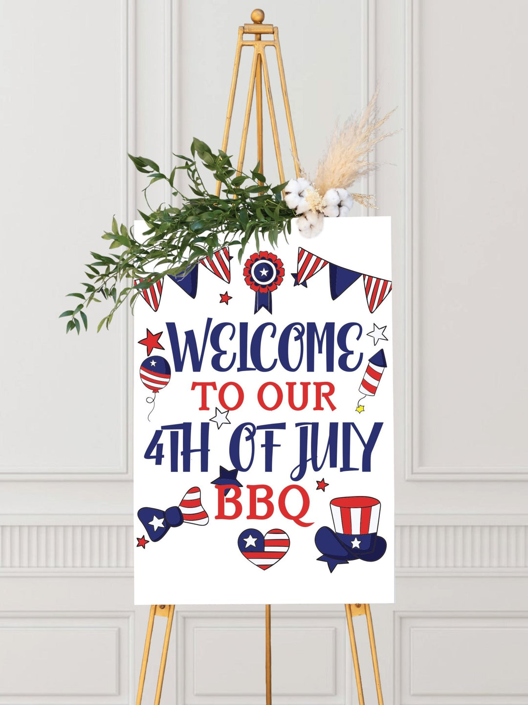 Welcome to Our 4th of July BBQ - Patriotic Welcome Sign - JJ's Party House: Custom Party Favors, Napkins & Cups