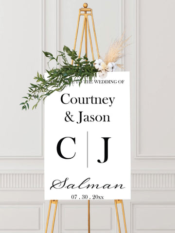 Welcome to Our Wedding Split Monogram Wedding Welcome Sign - JJ's Party House: Custom Party Favors, Napkins & Cups