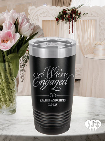 We're Engaged Elegant Custom Engraved Wedding Tumbler - JJ's Party House: Custom Party Favors, Napkins & Cups