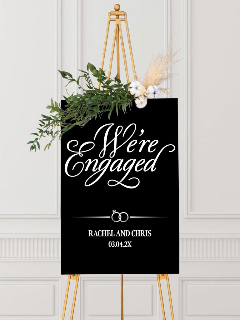 We're Engaged Elegant Wedding Welcome Sign - JJ's Party House: Custom Party Favors, Napkins & Cups