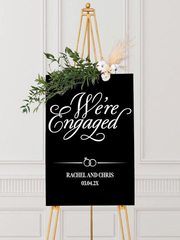 We're Engaged Elegant Wedding Welcome Sign - JJ's Party House: Custom Party Favors, Napkins & Cups