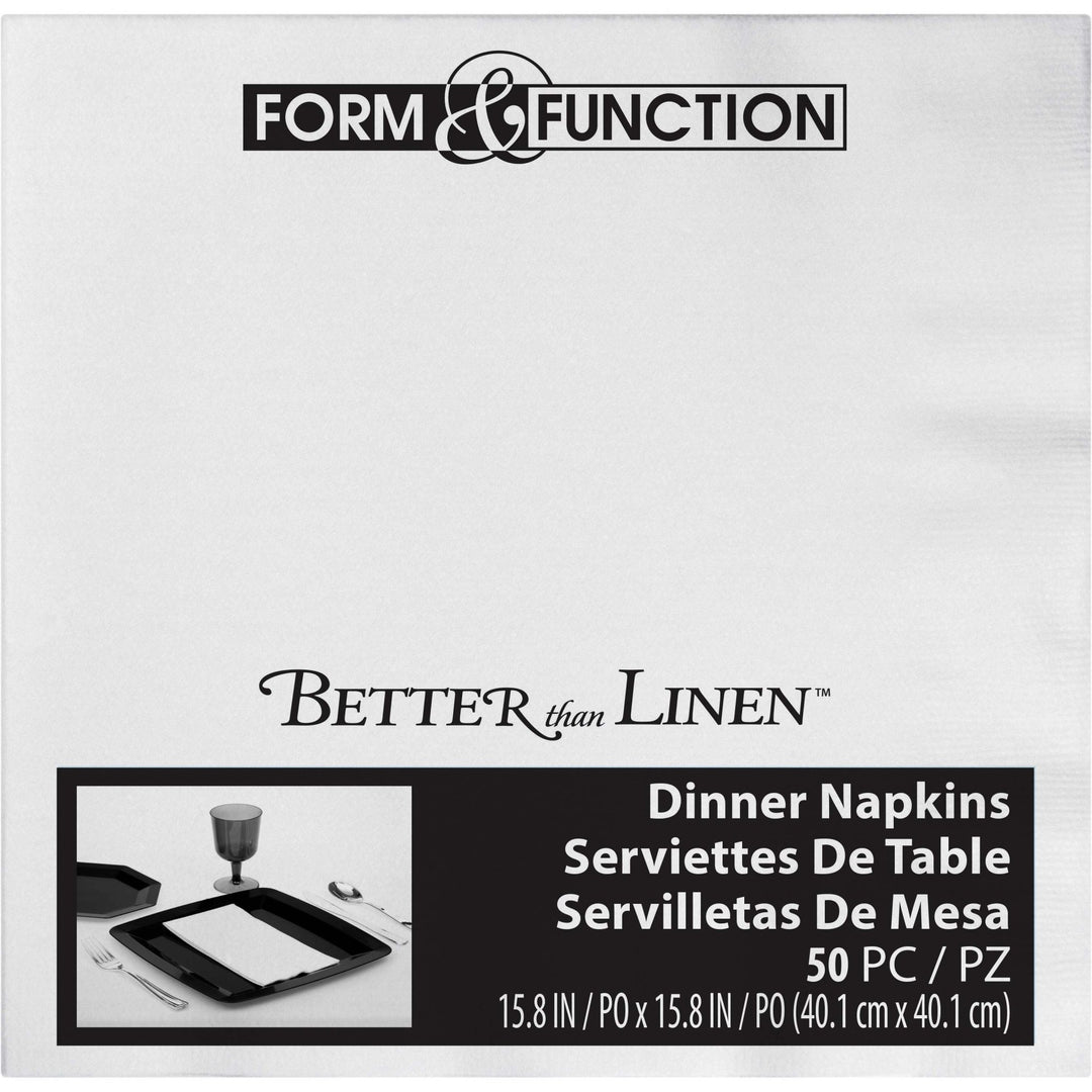 White Better Than Linen Dinner Napkins 50ct - JJ's Party House McAllen, TX
