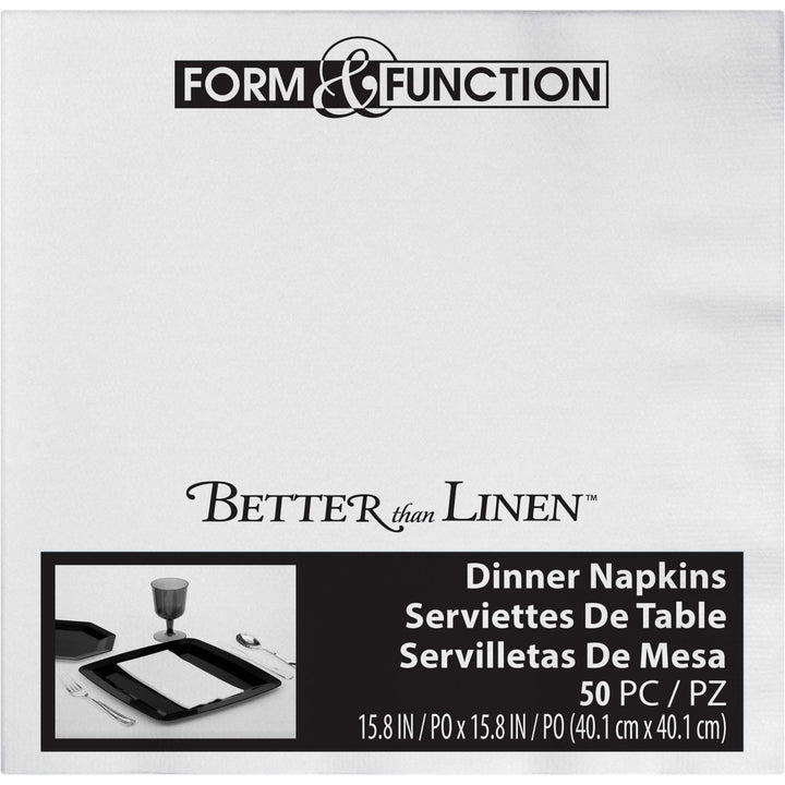 White Better Than Linen Dinner Napkins 50ct - JJ's Party House McAllen, TX