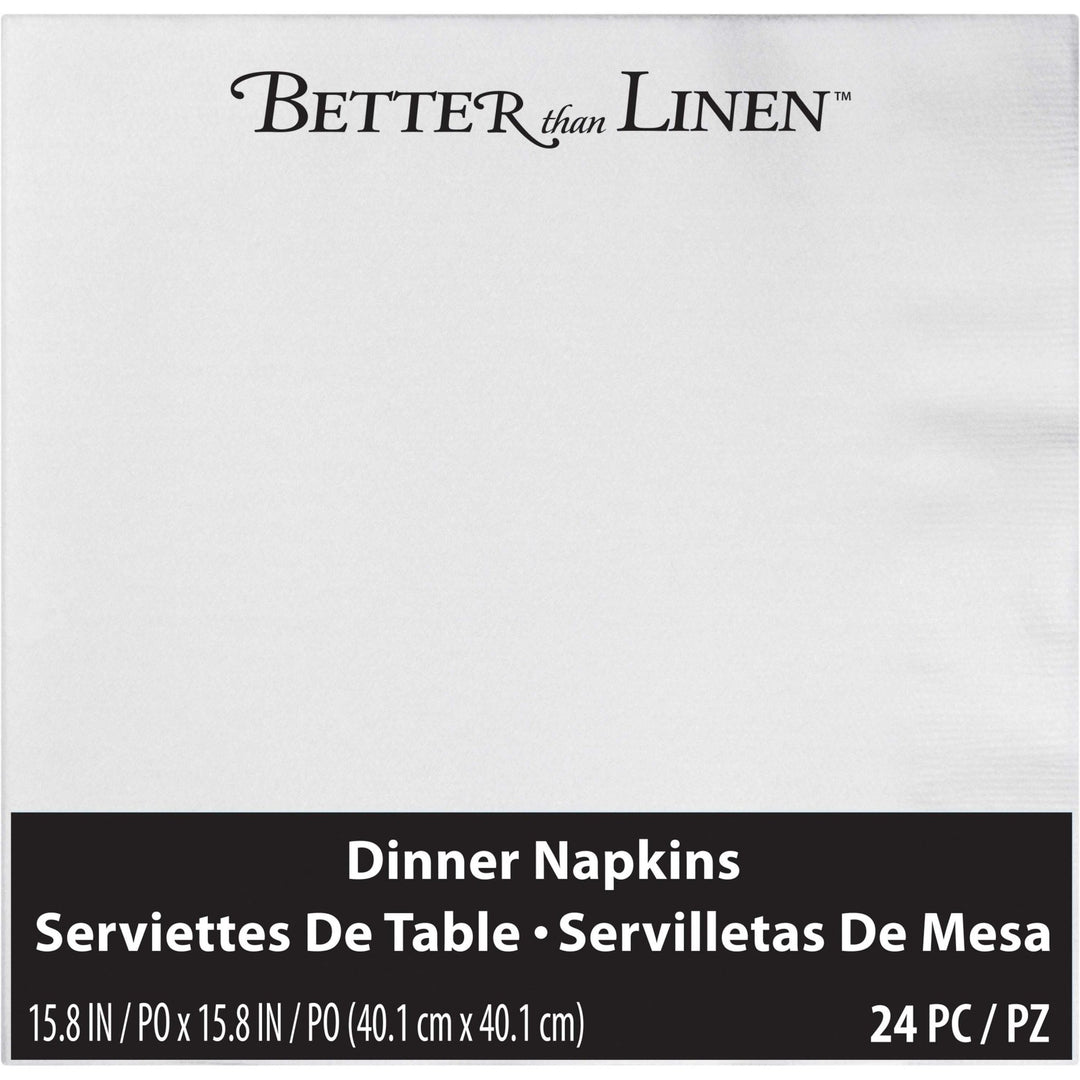 White Dinner Napkins - Better Than Linen 24ct - JJ's Party House McAllen, TX