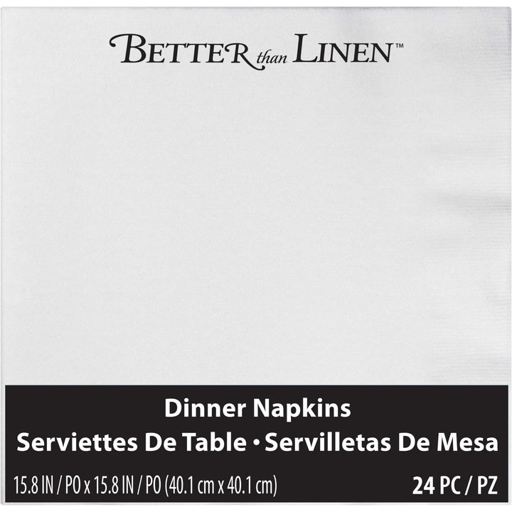 White Dinner Napkins - Better Than Linen 24ct - JJ's Party House McAllen, TX