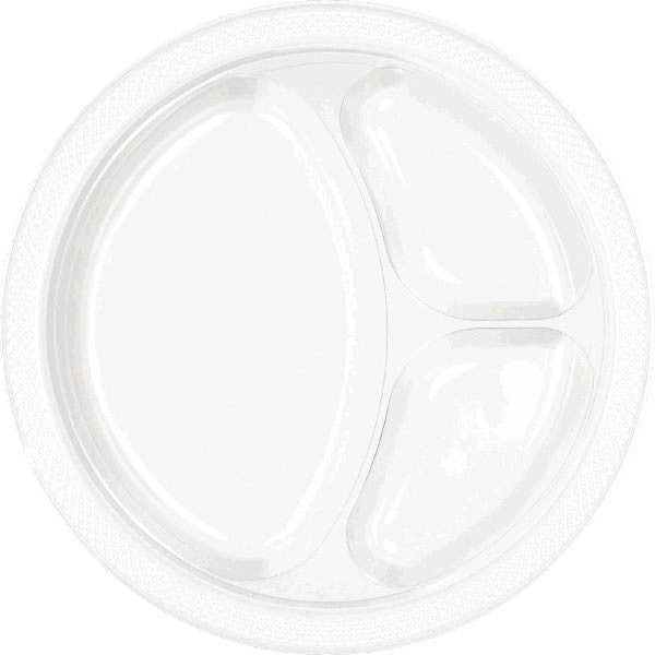 White Divided Plates 10.25'' - JJ's Party House: Custom Party Favors, Napkins & Cups