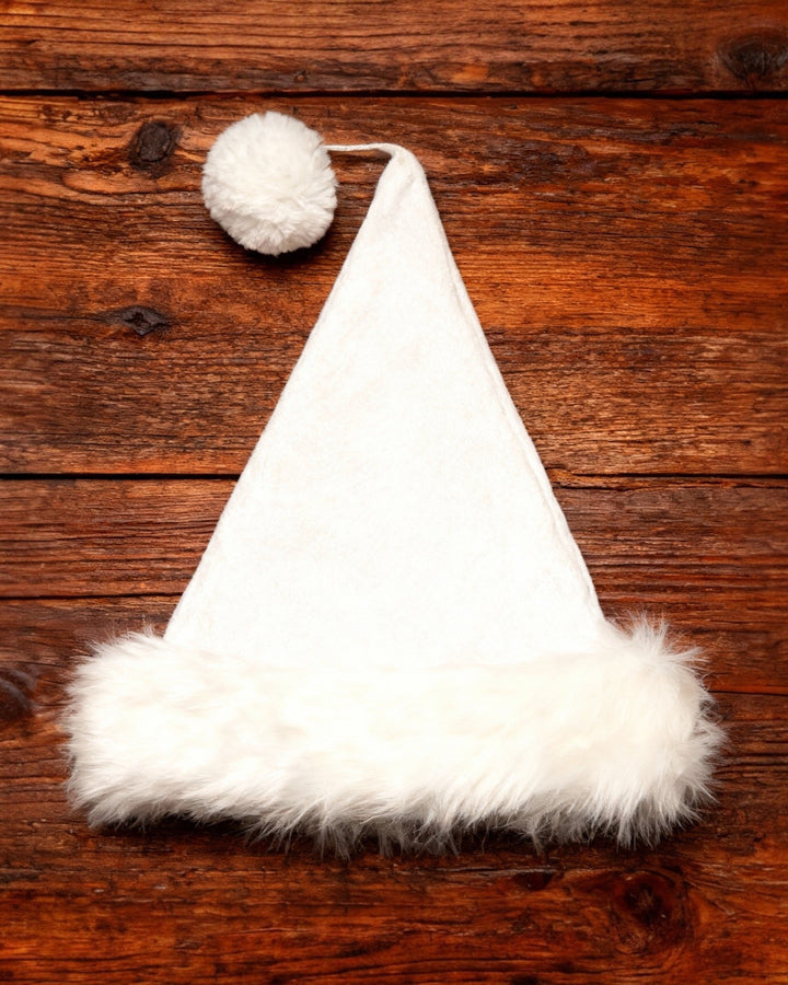 White Plush Santa Hat - JJ's Party House