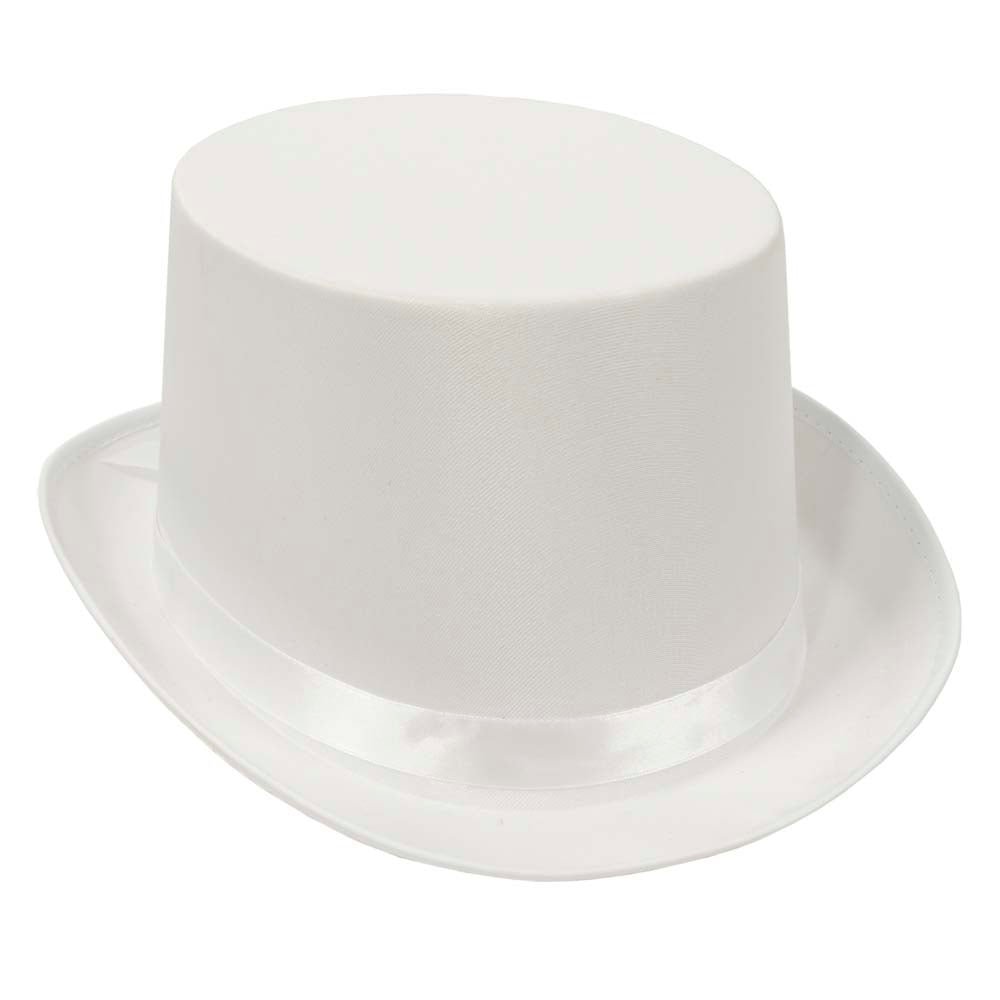 White Satin Sleek Top Hat - JJ's Party House: Birthday, Balloons & Custom Party Favors
