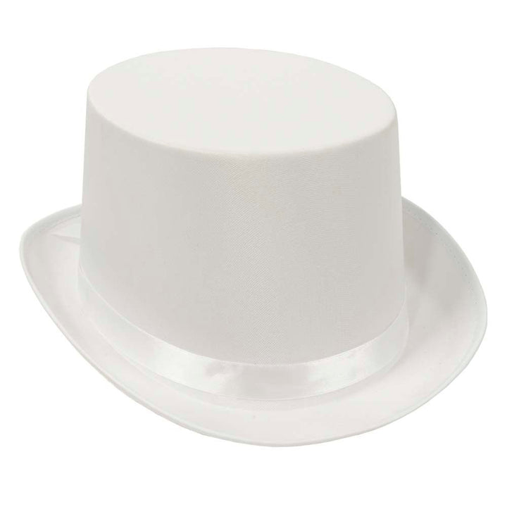 White Satin Sleek Top Hat - JJ's Party House: Birthday, Balloons & Custom Party Favors