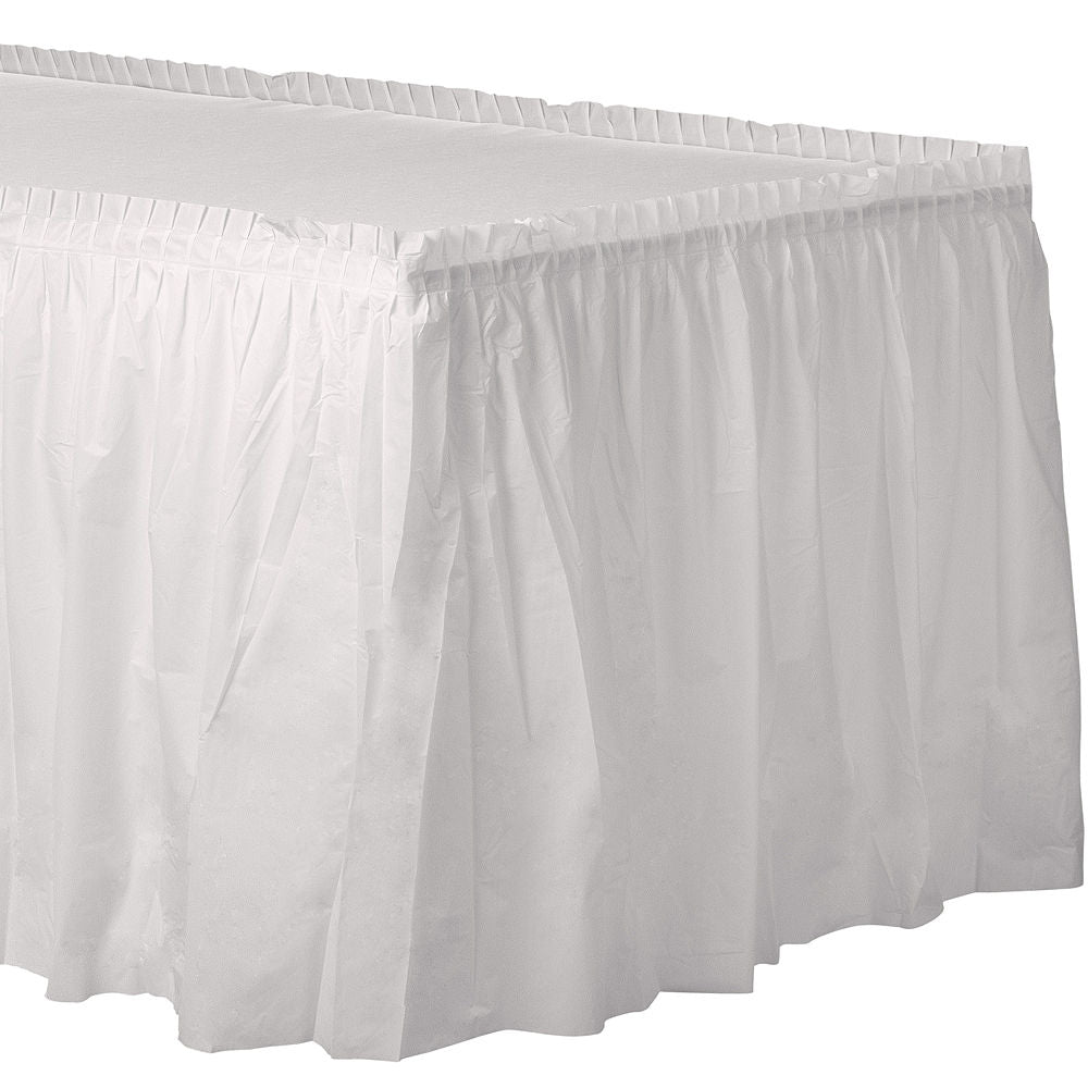White Tableskirt 29" x 14' - JJ's Party House: Custom Party Favors, Napkins & Cups