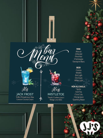 Winter Cocktail Bar Menu Sign - JJ's Party House: Birthday, Balloons & Custom Party Favors