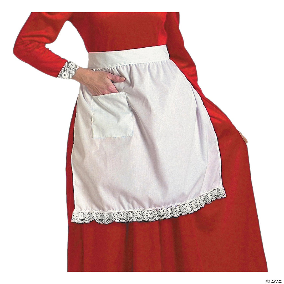 Women's Mrs. Claus White Cotton Apron - JJ's Party House