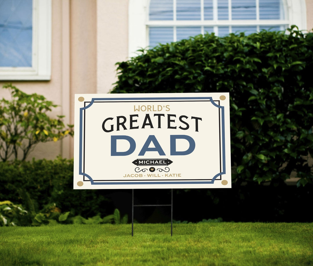 Worlds Greatest Dad Yard Sign - Fathers Day Sign - JJ's Party House: Custom Party Favors, Napkins & Cups