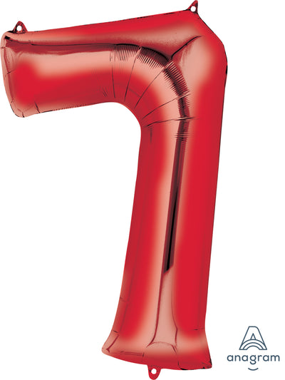 Red 7 Number Balloon 34''