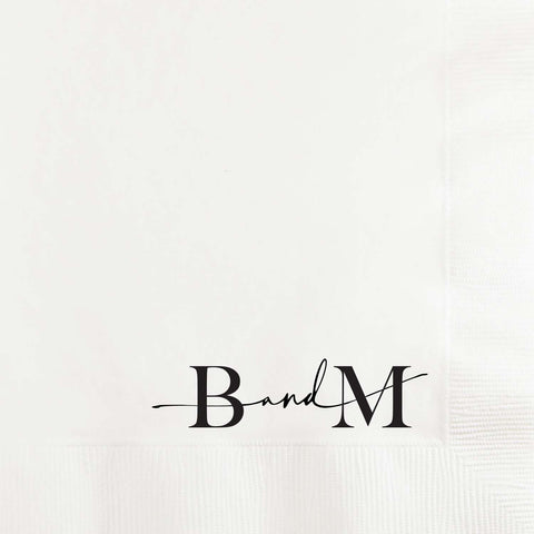 Modern Monogram in Black and White Wedding Party Napkins