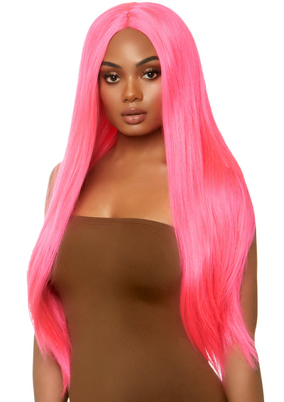 Long Straight Center Part Blacklight Wig