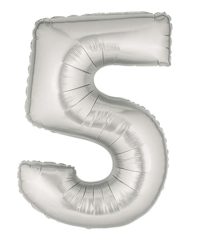 Silver Number 5 Balloon 34''