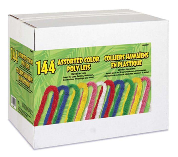 144 Poly Leis 33'' Box Assortd - JJ's Party House