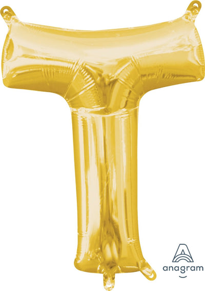 16'' Gold Letter ''T'' Balloon - JJ's Party House
